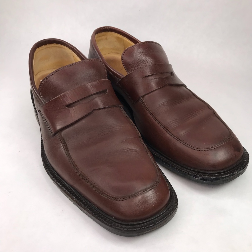 Coach Mens 8.5 Mackenzie Penny Loafers Shoes Brown Leather Italy